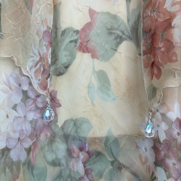 Vintage Sheer Floral 2 Piece Set Dress Cardigan Cottagecore Y2K Fairy size 10 - Picture 11 of 14